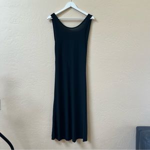 Long Stretchy Black Minimalist Dress with Low Back